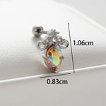 Silver color / 1 Piece Simple Series Oval  Gold Color Material Zircon Women's Stud Earrings 